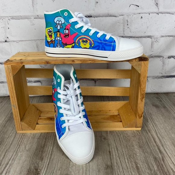 SpongeBob SquarePants Airbrush Look High Top Skater Sneakers - Picture 8 of 8
